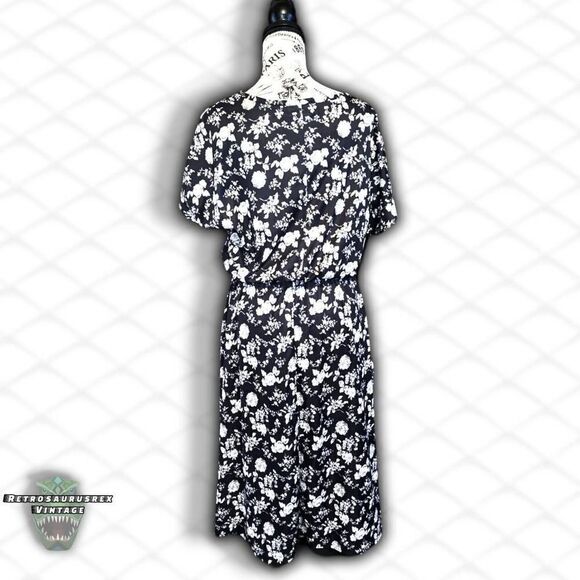 vintage 1960's Twee Rockabilly Floral Circle Skirt* Day Dress, Plus Size 14 - Picture 4 of 6